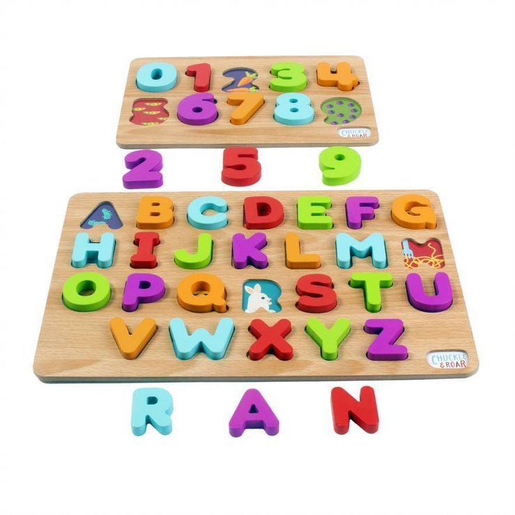 Chuckle &#38; Roar ABC&#39;s &#38; 123s Wood Kids Puzzle Set 36pc | Target