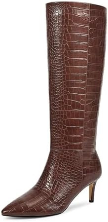 wetkiss Knee High Boots Women Chunky Heel Pointed Toe Tall Pull-On Dress Fashion Comfortable Fall... | Amazon (US)