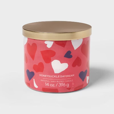 3-Wick Glass Jar Candle with Lid Honeysuckle Daydream 14oz - Room Essentials™ | Target