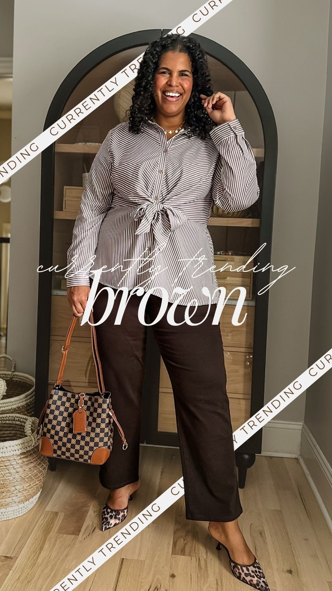 Classic brown workwear look. This tie front top and leopard heels are great for fall workwear. 

#LTKWorkwear #LTKSeasonal #LTKOver40