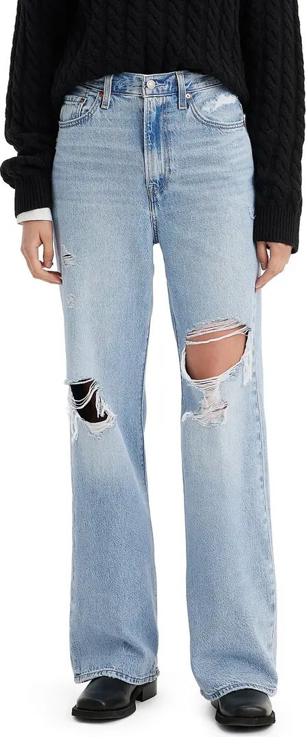 Ribcage Ripped High Waist Wide Leg Jeans | Nordstrom