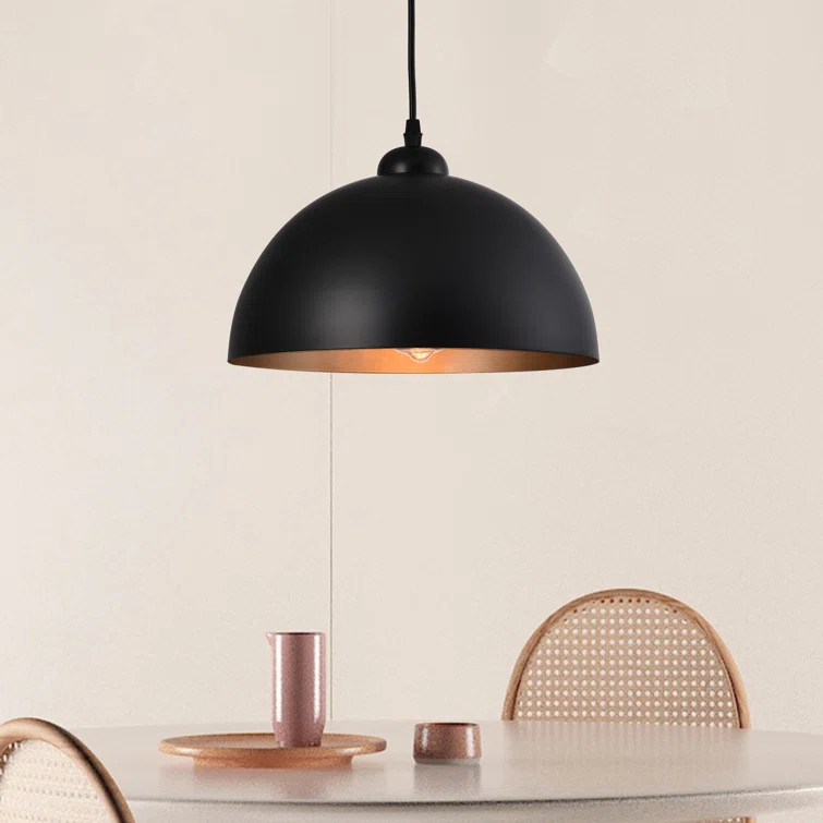 Dileo Industrial Pendant Light 2 Pack Vintage Hanging Lighting Fixture With Black Metal Dome Lamp... | Wayfair North America