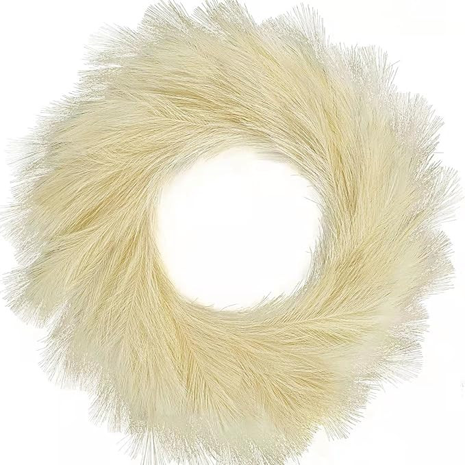 Pampas Wreath，Boho Christmas Decor，Farmhouse Wreath，25"，with Mounting Hook，Suitable for... | Amazon (US)