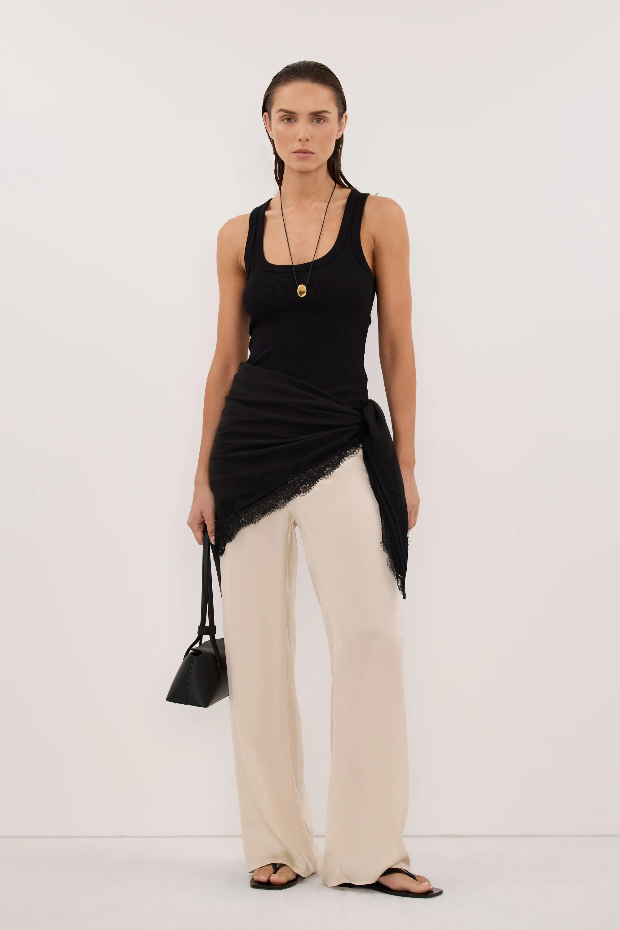 ANDREA BLACK CUPRO LACE SCARF | DISSH