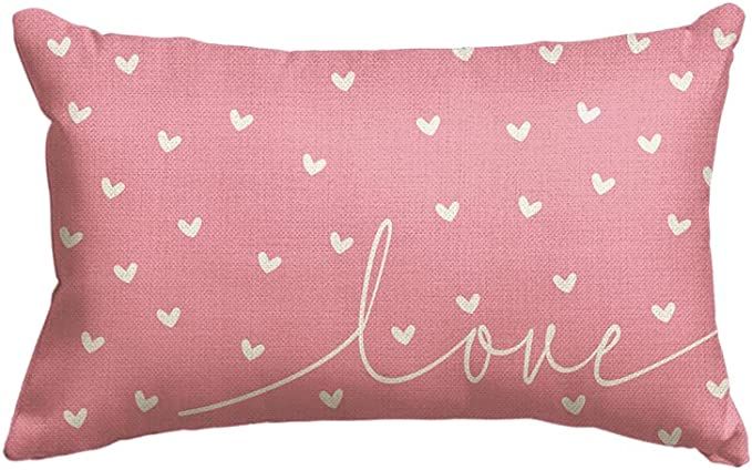 AVOIN colorlife Valentine's Day Love Pink Throw Pillow Cover, 12 x 20 Inch Anniversary Wedding Cu... | Amazon (US)