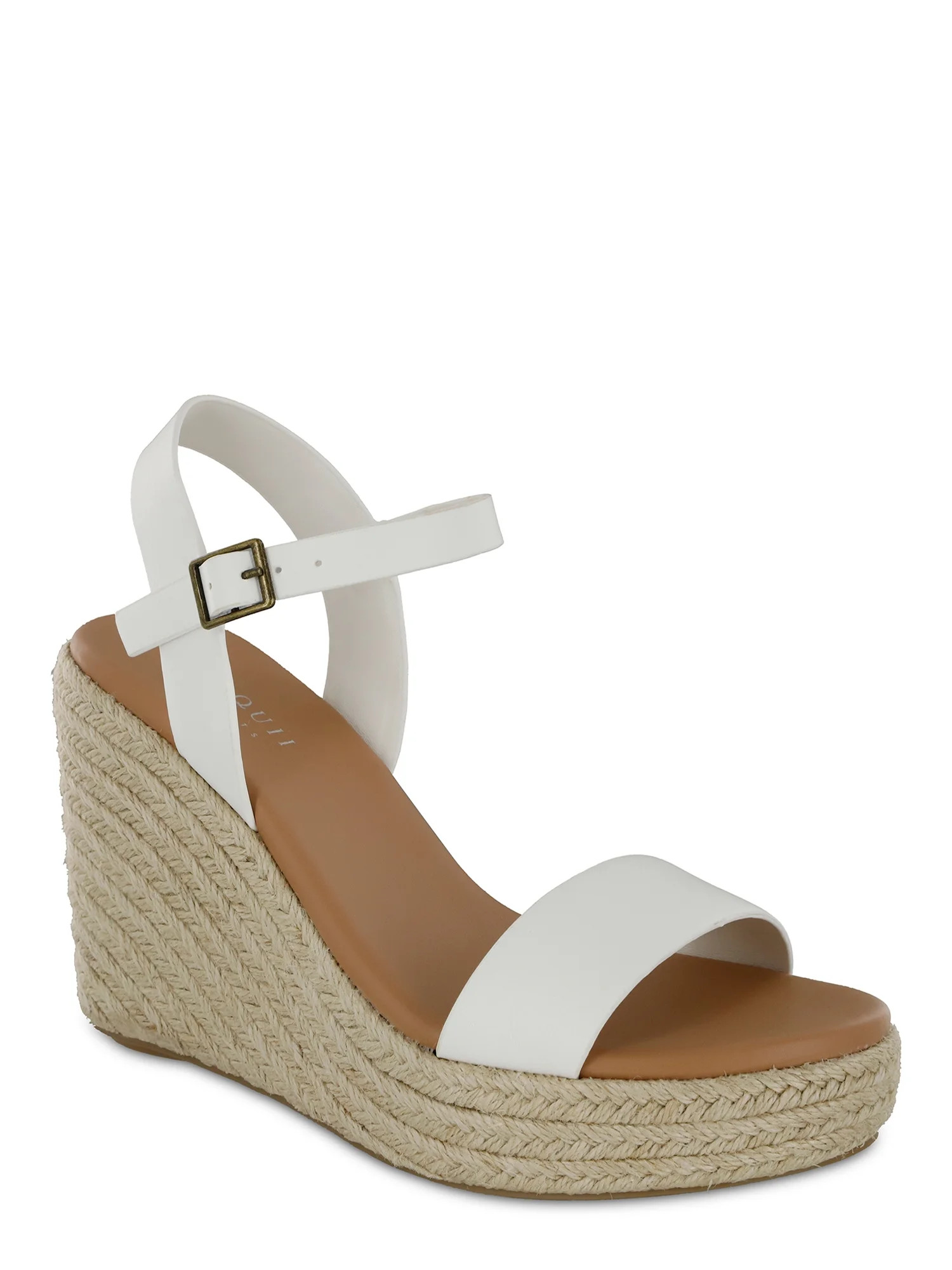 ELOQUII Elements Women's Wide Width Raffia Wedge Sandals | Walmart (US)