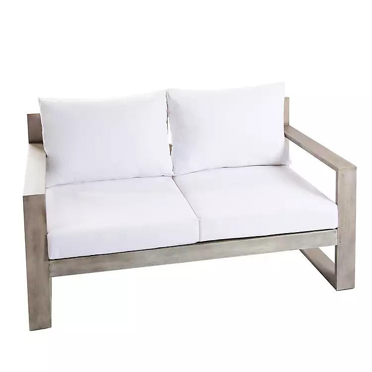 Santorini Gray Acacia Wood Outdoor Settee | Kirkland's Home