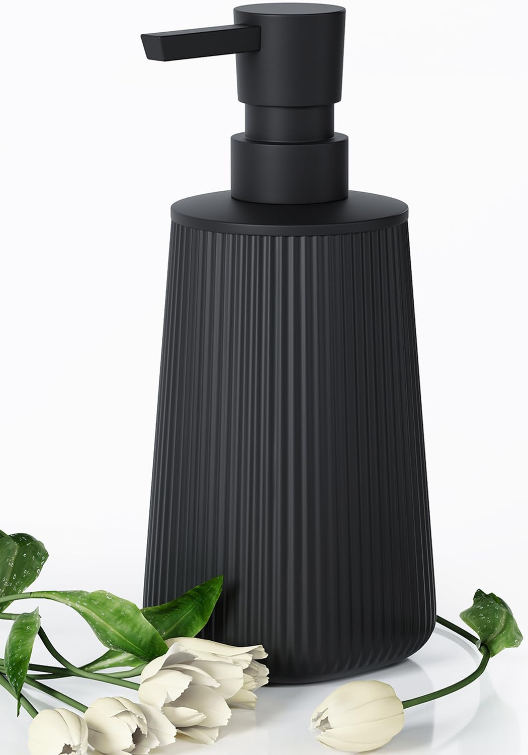 Matte Black Soap Dispenser for Kitchen, Modern Plastic Dish & Hand Soap Dispenser with Pump for Bathroom, Small Refillable Liquid Soap & Lotion Dispenser | Amazon (US)