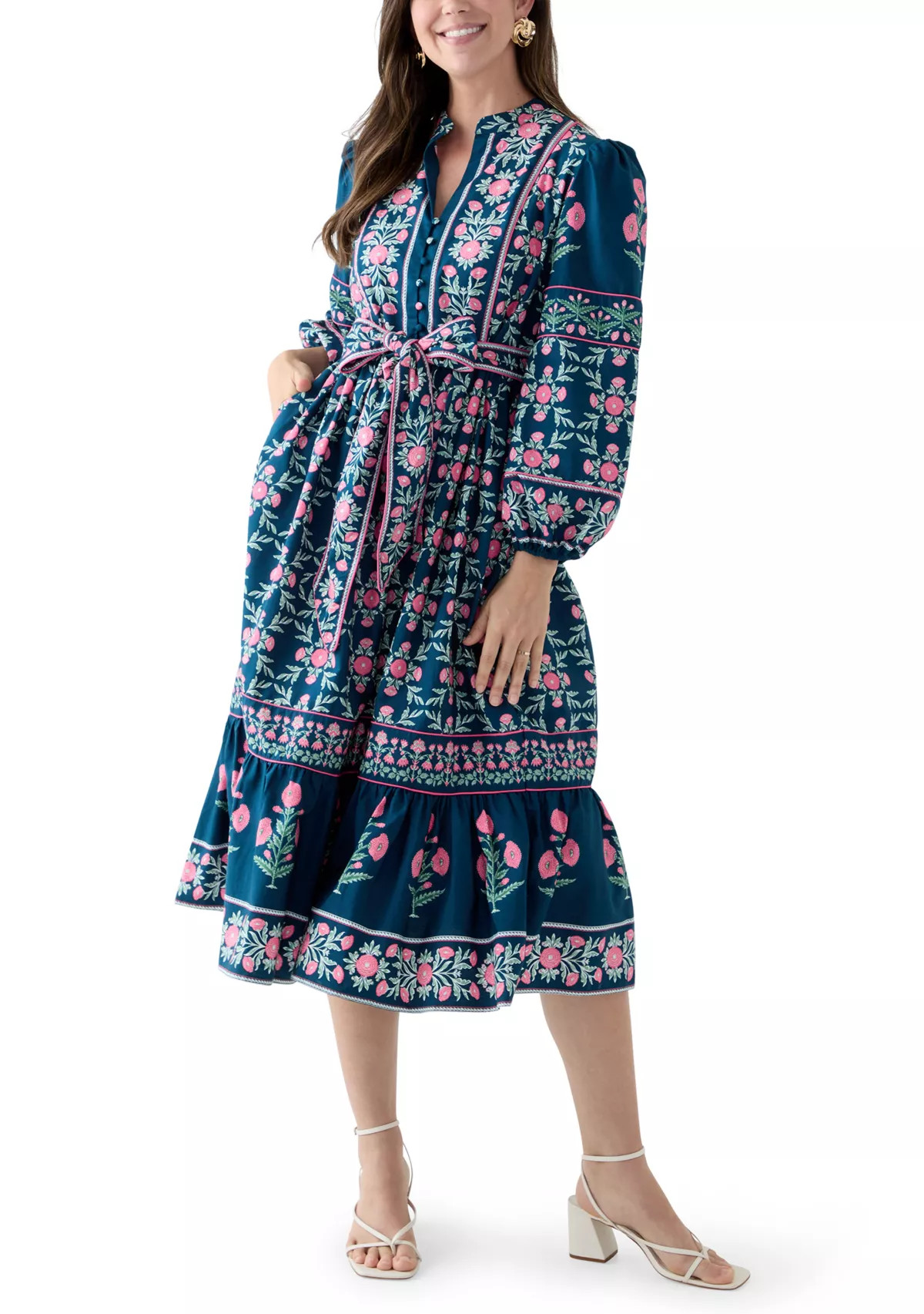 Women's Long Sleeve Midi Split Neck Dress | Belk