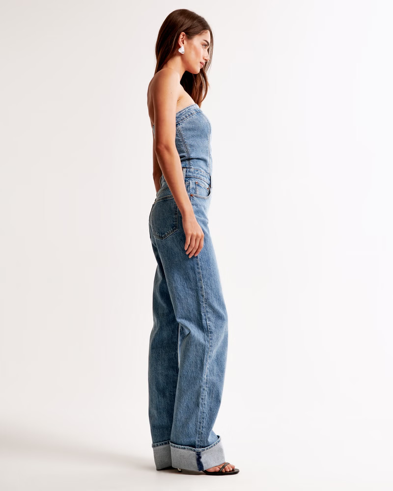 Women's Strapless Denim Jumpsuit | Women's New Arrivals | Abercrombie.com | Abercrombie & Fitch (US)
