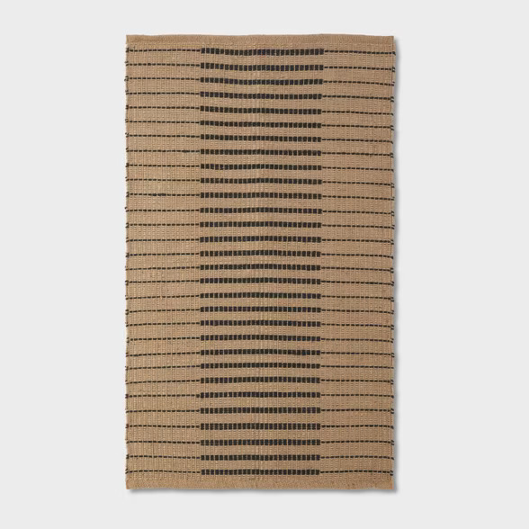 Reseda Hand Woven Striped Jute Cotton Area Rug Black - Threshold™ designed with Studio McGee | Target