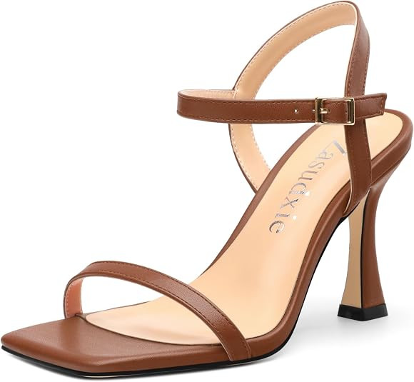 Womens Heels Sandals, Sexy Strappy Stiletto High Heel Sandals for Women Open Square Toe Adjustabl... | Amazon (US)