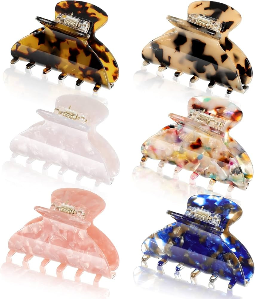 WILLBOND 6 Pieces Medium Hair Claw Clips for Thin Hair 2.6 Inch Tortoise Shell Clip Banana Jaw Ha... | Amazon (US)