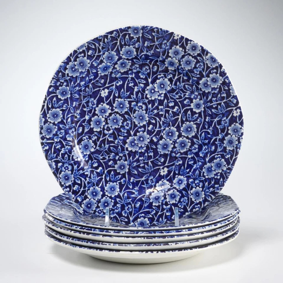 Staffordshire Crownford Burleigh Calico Blue Chintz Salad Plates 6pc Lot 7.5"dia  | eBay | eBay US