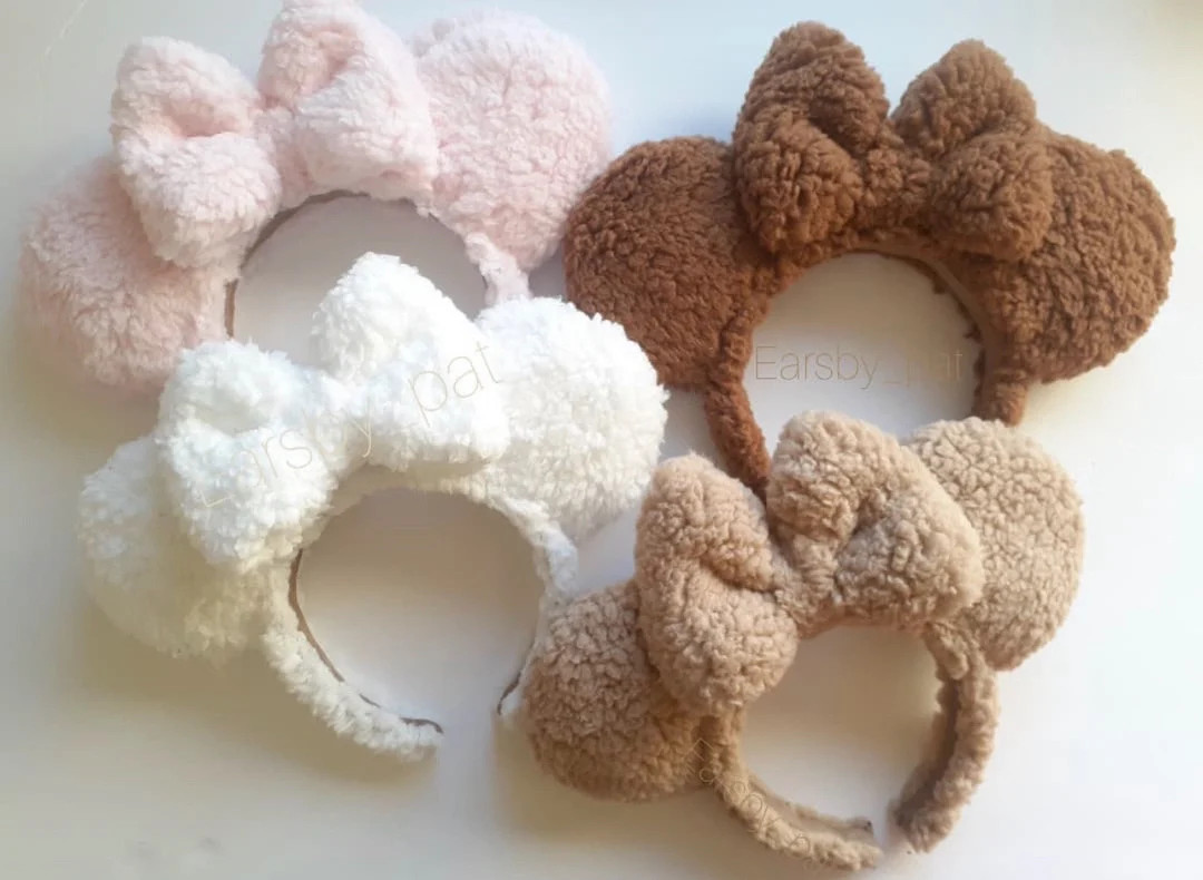 Sherpa Soft Fluffy Minnie Mouse Ears - Etsy | Etsy (US)
