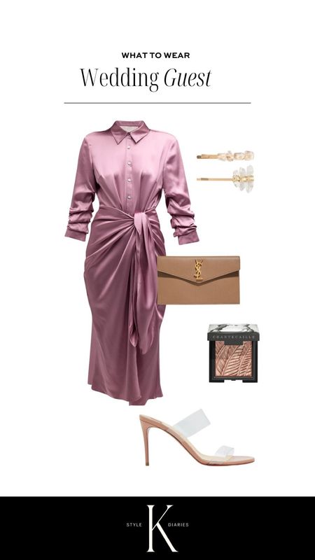 Satin wrap around dress that works for many kinds of events including church weddings 

#LTKwedding
