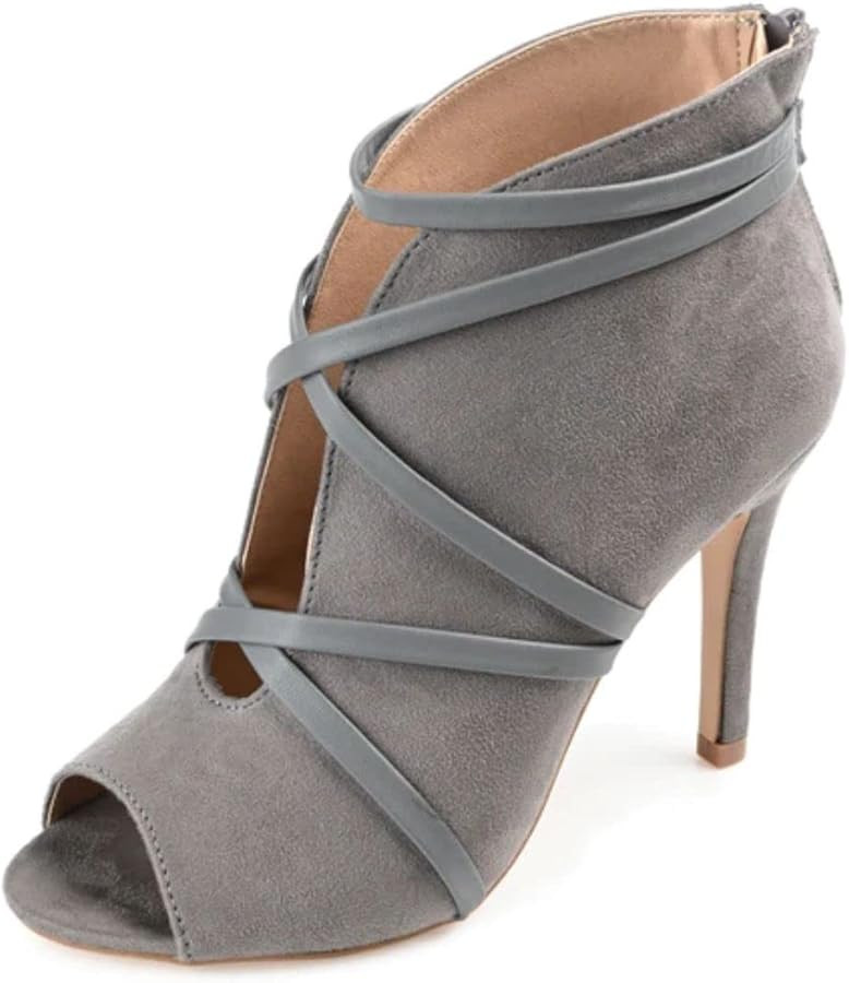 Journee Collection Womens Samara Stiletto Heels with Peep-Toe and Back Zipper Entry | Amazon (US)