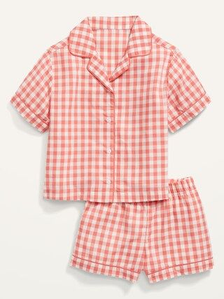 Patterned Poplin Pajama Shorts Set for Girls | Old Navy (US)