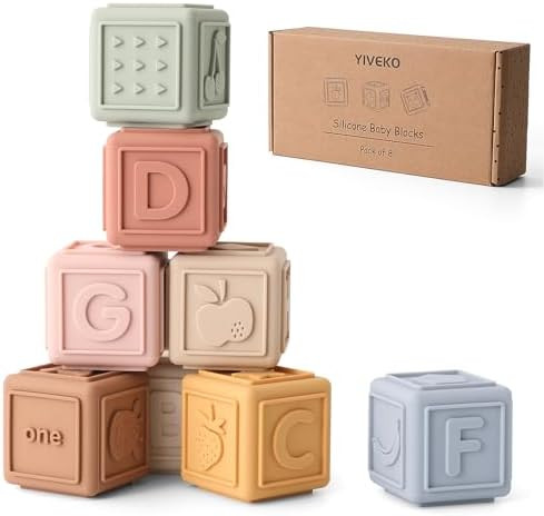 Baby Blocks Stacking for Babies Silicone Soft Building Blocks Teethers Montessori Toys for Babies... | Amazon (US)