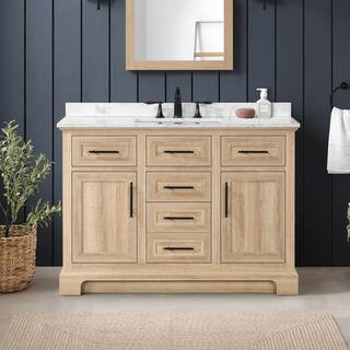 Home Decorators Collection Doveton 48 in. W x 19 in. D x 34 in. H Single Sink Bath Vanity in Weat... | The Home Depot