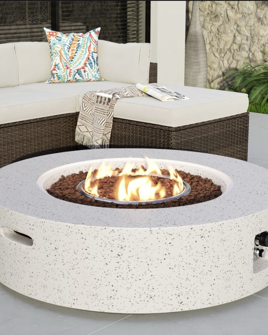 Fire pit 
We love this propane fire pit. It’s a great neutral color and on sale right now! 

#LTKSeasonal #LTKSaleAlert #LTKSummerEdit