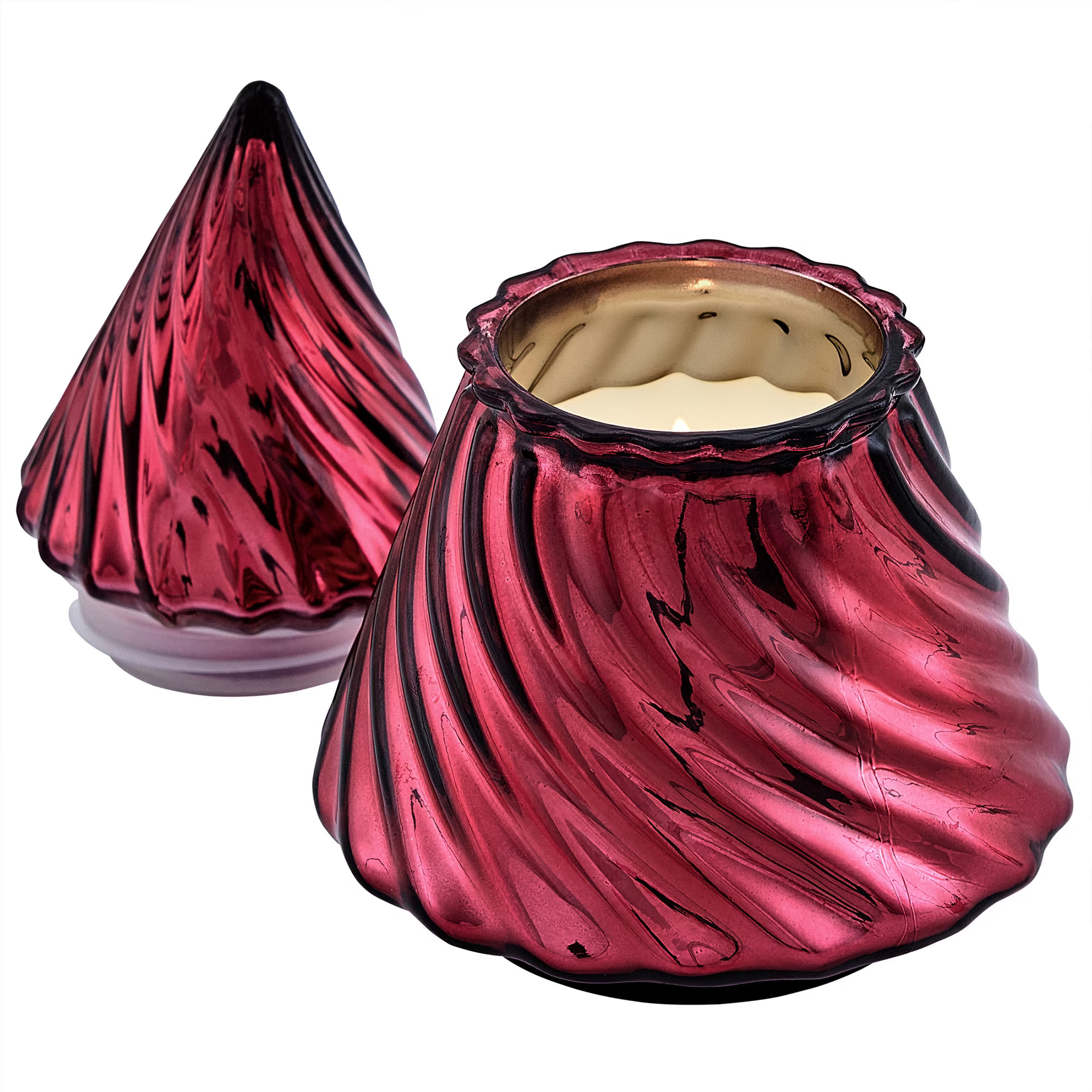 Better Homes & Gardens 1-Wick Glass Christmas Tree Candle, Old Fashioned Candy Cane, 8 oz | Walmart (US)