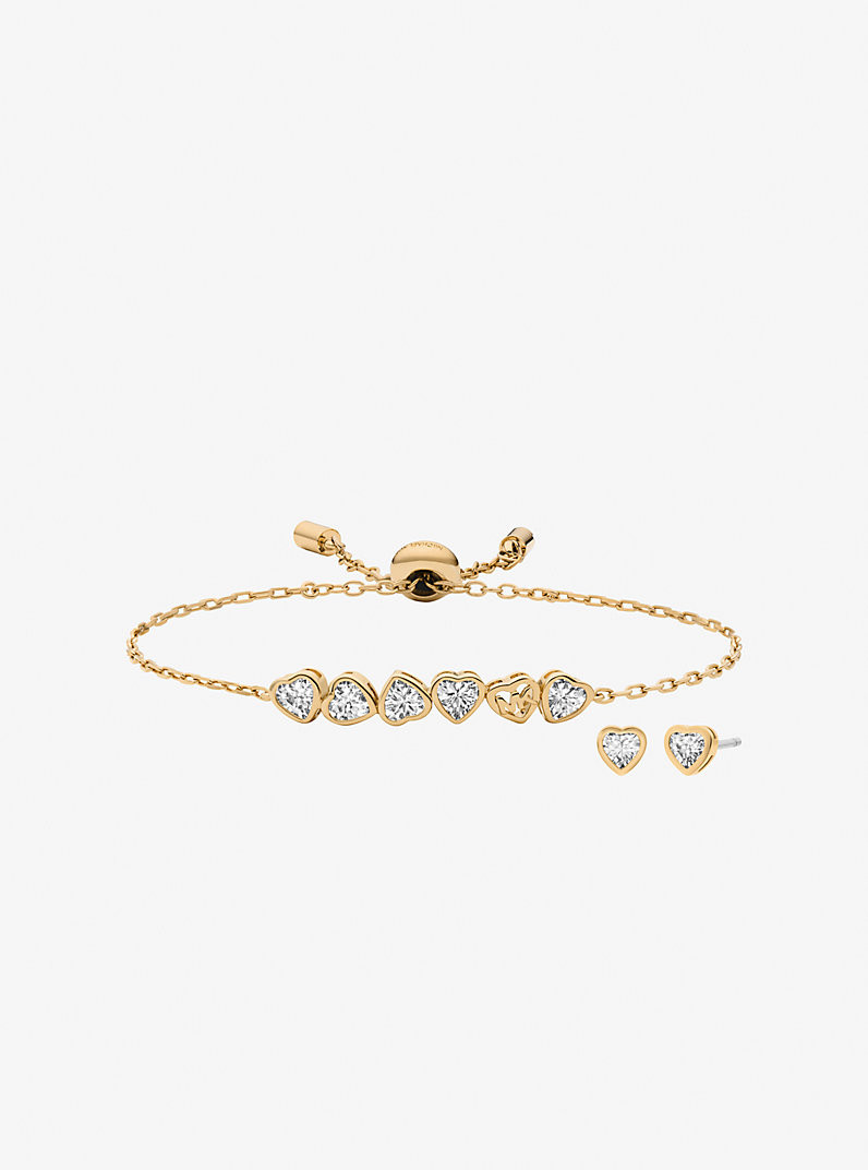 Cubic Zirconia Hearts Slider Bracelet and Stud Earrings | Michael Kors US