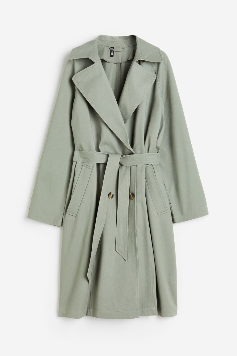 H & M - Cotton twill trenchcoat - Green | H&M (UK, MY, IN, SG, PH, TW, HK)