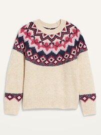 Crew Neck Fair Isle Sweater for Women | Old Navy (US)