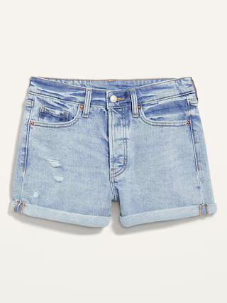 High-Waisted Button-Fly O.G. Straight Cuffed Jean Shorts for Women -- 3-inch inseam | Old Navy (US)