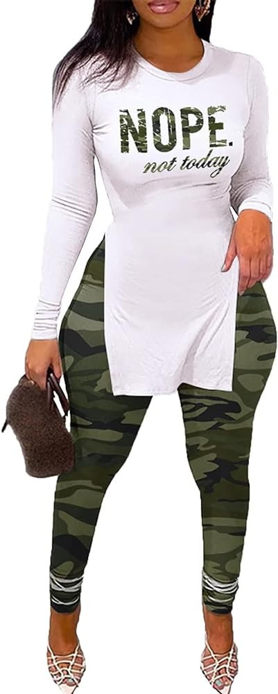 MRSYVES 2 Piece Outfits for Women Short Sleeve Side Split Pullover Shirts and Bodycon High Waist ... | Amazon (US)