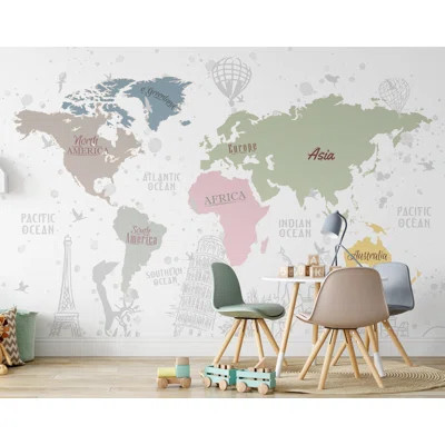 World Map Kids Room Wallpaper | Wayfair North America