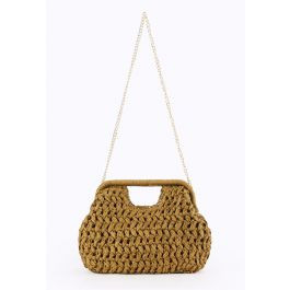 Casual Chunky Braided Paper Straw Bag in Caramel for Tropical Vacation &  Backyard Barbecues | Chicwish