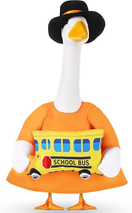 2 Pcs Back to School Porch Goose Outfits for 23'' 17'' Plastic Garden Statue Lawn, Cement Goose C... | Amazon (US)