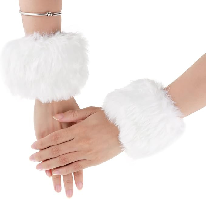 1 Pair Winter Wrist Cuff Warmers Faux Fur Wrist Cuffs Arm Leg Warmers Winter Boot Cuffs Warm Band... | Amazon (US)