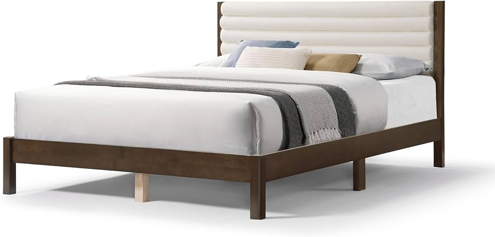 HOMES: Inside + Out Evadne Modern Boucle Queen Platform Bed Frame with Horizontal Channel Tufted ... | Amazon (US)