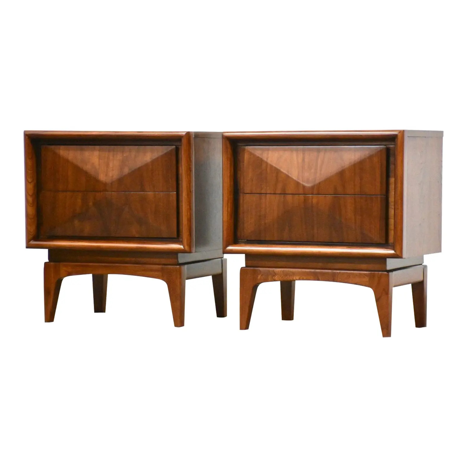 Diamond Front Nightstands by United - a Pair | Chairish