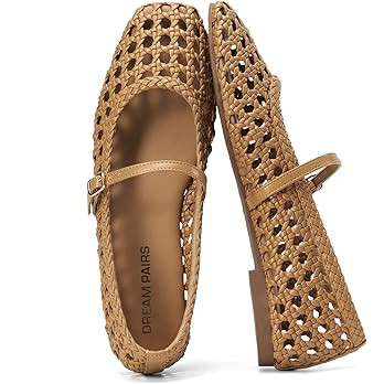 DREAM PAIRS Woven Ballet Mary Jane Flats for Women Dressy Comfortable Square Toe Ballerina Flats ... | Amazon (US)