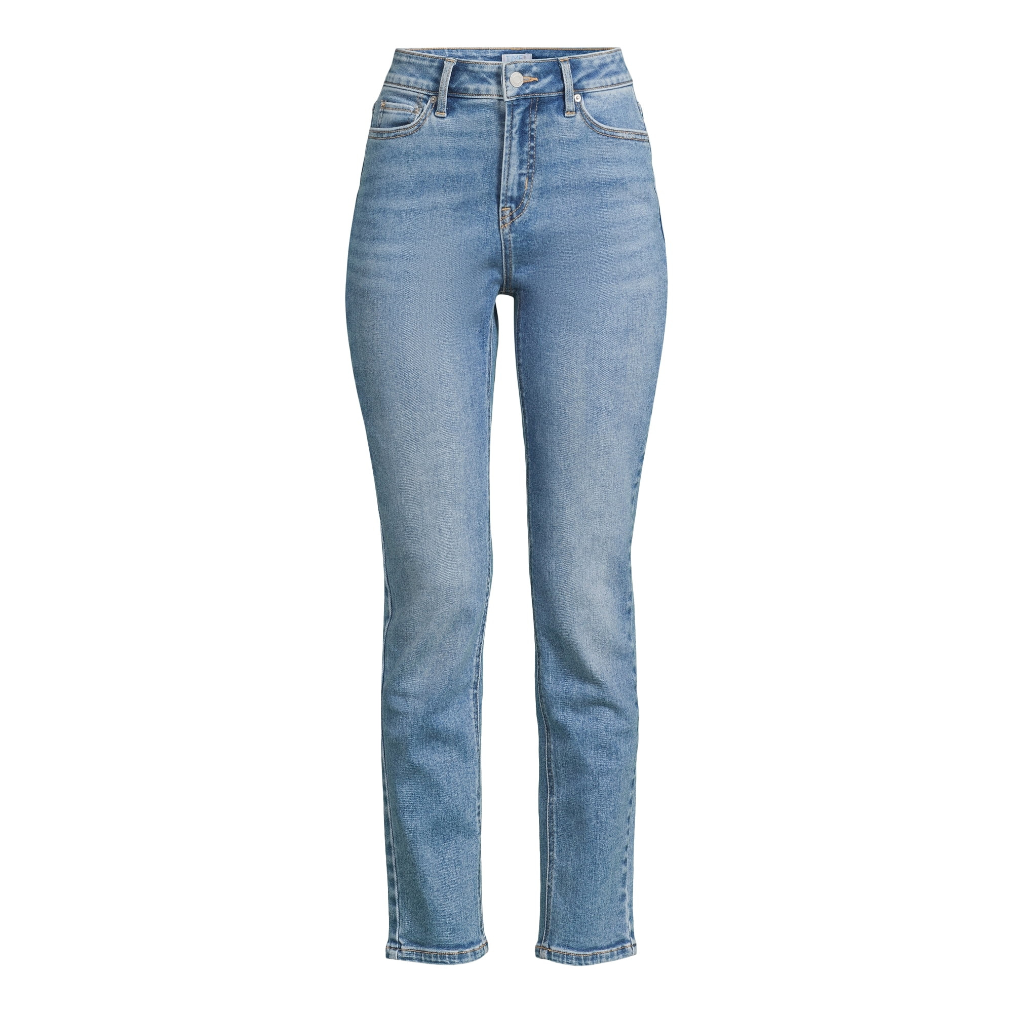 Time and Tru Women’s Mid Rise Straight Leg Jeans, 30" and 28" Inseams, Sizes 0-22 | Walmart (US)