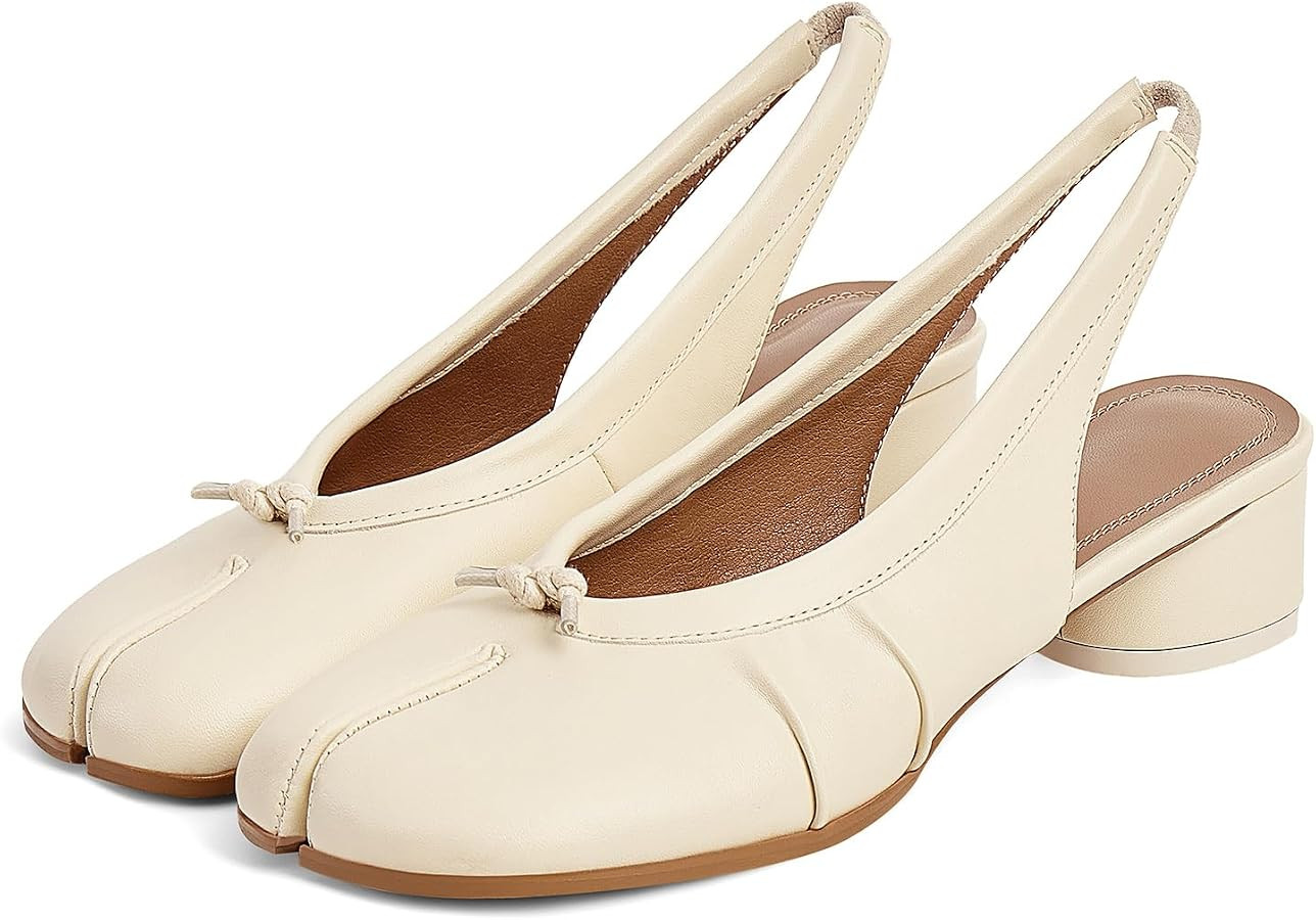 Slingback Tabi Shoes for Women Split Toe Cylindrical Block Heel Pumps Office Wedding Party Dress ... | Amazon (US)