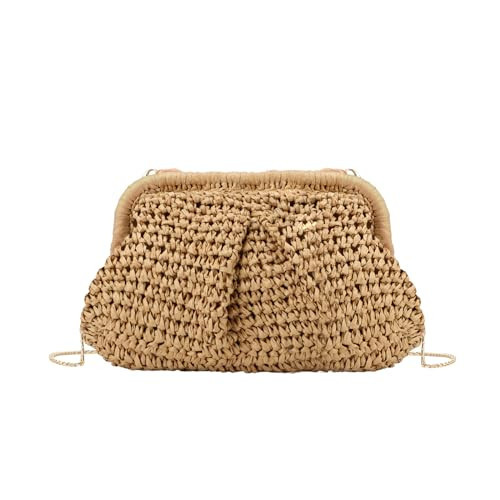 GOKTOW Straw Dumpling Clutch Purse,Summer Vacation Beach Crossbody Bag for Women,Raffia Wicker Rattan Woven Clutch | Amazon (US)
