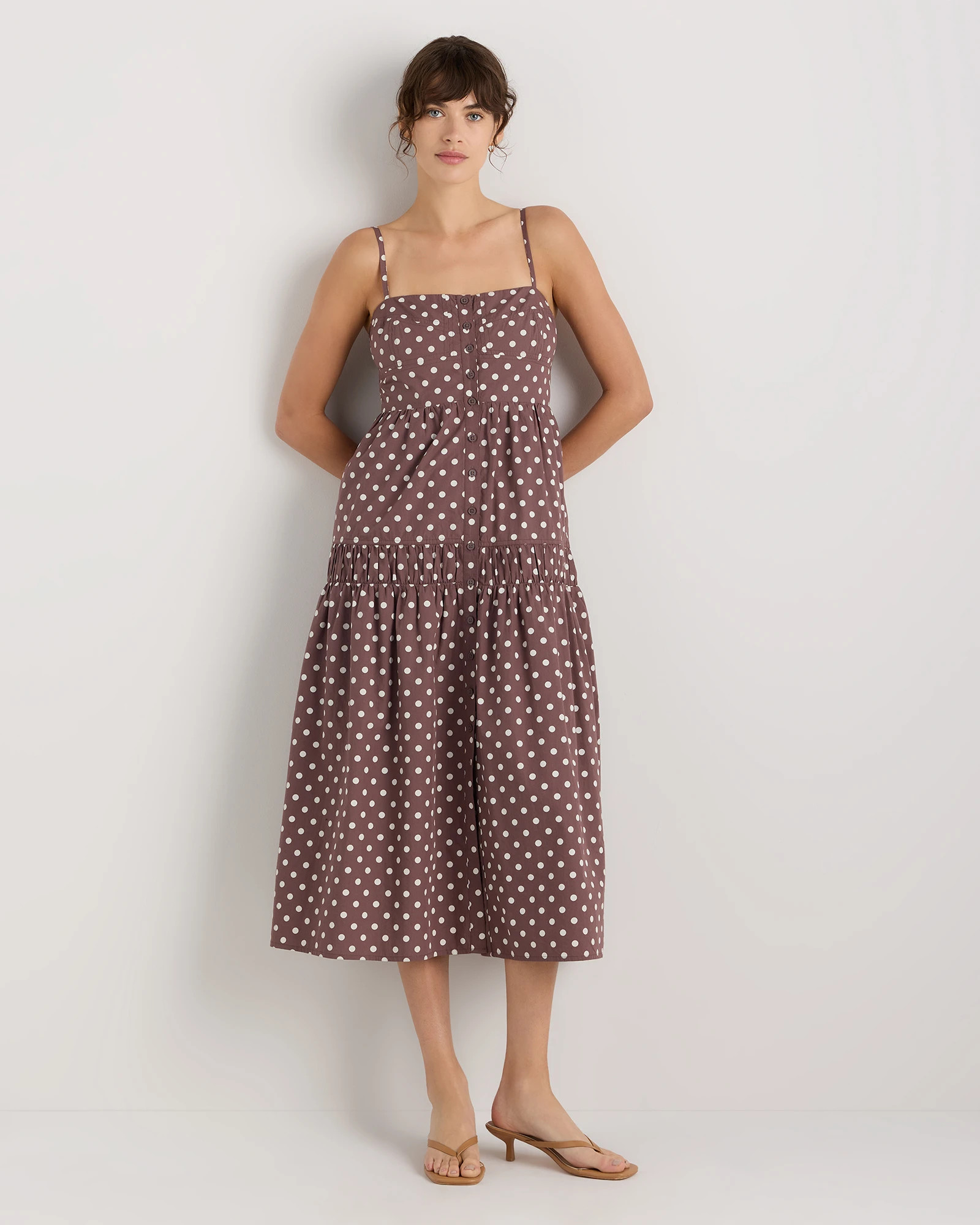 Quince | Women's Poplin Spaghetti Strap Maxi Dress in Classic White, Size Large, Organic Cotton | Quince