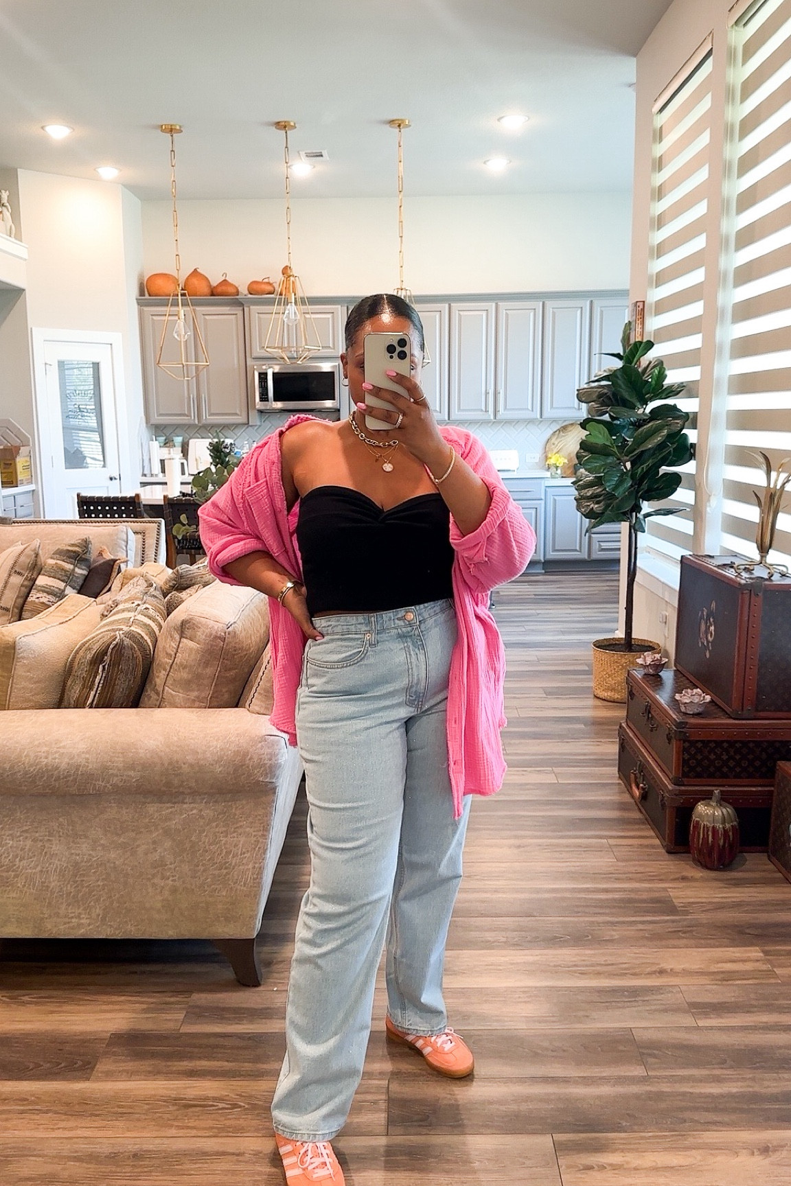 
Tube top-  medium
Buttons down-  small 
Jeans -  tts 8 
Sneakers -  size down 1/2 size


Spring outfit - spring style - summer outfit - jeans - everyday fashion - everyday outfit - button down shirt - sparkle jeans - sneakers - adidas - casual outfit - casual style - pink outfit - vacation outfit - date night outfit -  #ltkshoecrush #ltkfindsunder50 #ltkstyletip      