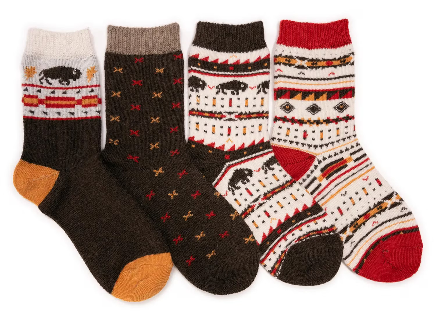 MUK LUKS Holiday Crew Socks 4 Pack | Women's | Dark Brown | Size OSF | Socks | Crew | DSW