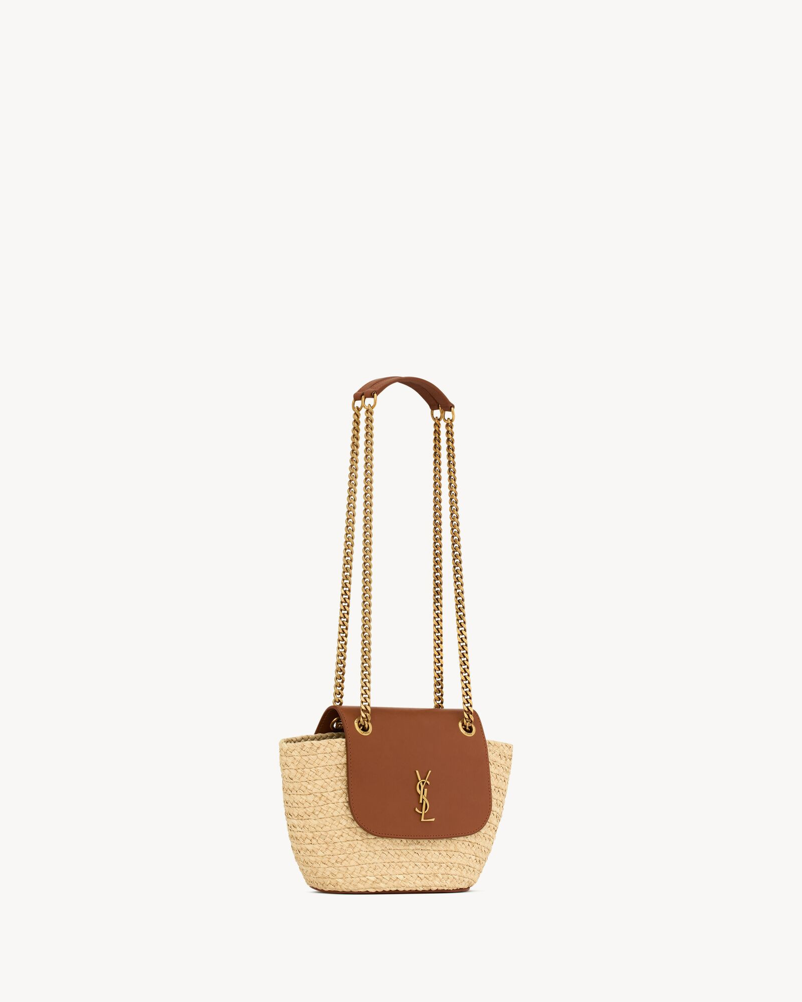 mini manon in raffia and aged vegetable-tanned leather | Saint Laurent Inc. (Global)