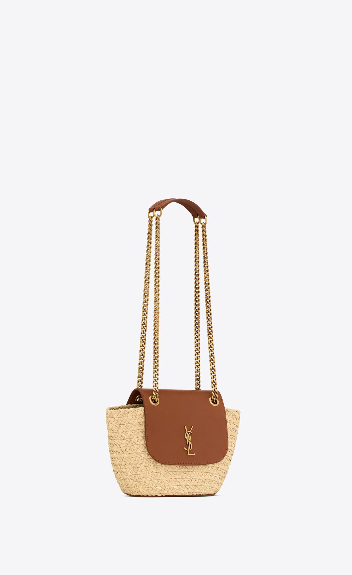 mini manon in raffia and aged vegetable-tanned leather | Saint Laurent Inc. (Global)