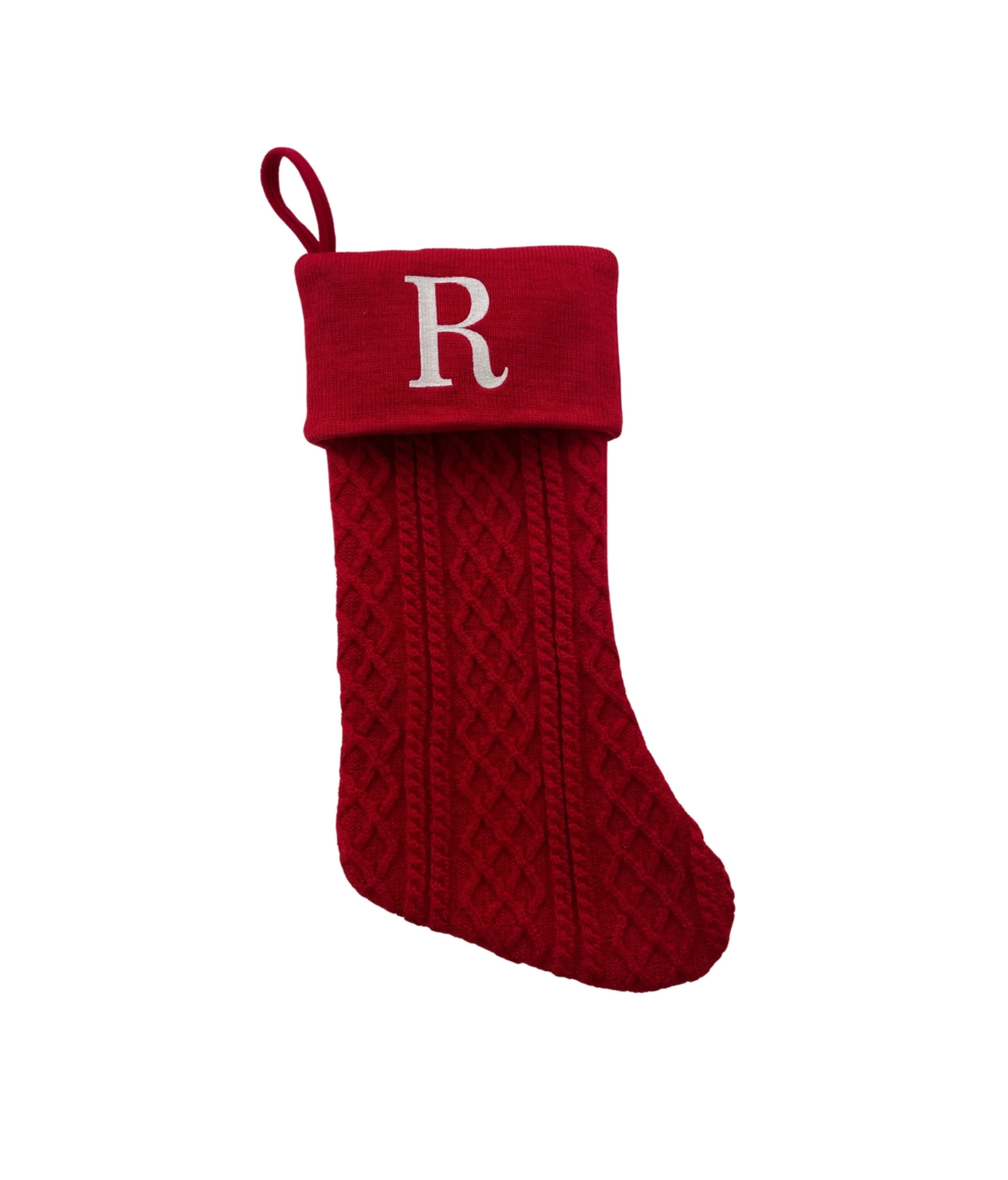 Red Polyester Knit Christmas Stocking with Embroidered "R" on Cuff, 20", by Holiday Time | Walmart (US)
