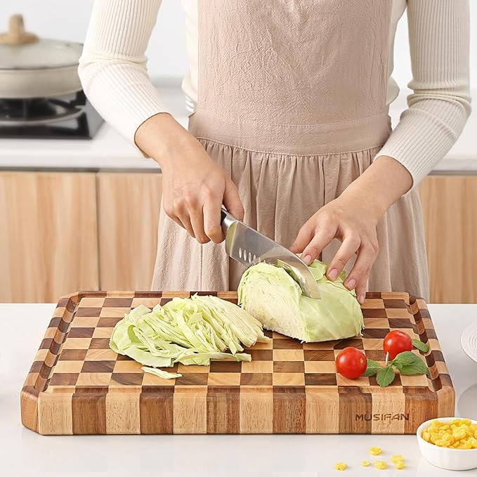 Acacia Wood Cutting Boards for Kitchen-Large Wooden Cutting Boards for Chopping Meat, Cheese, Fru... | Amazon (US)