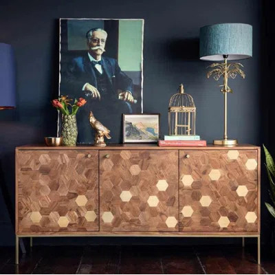 Bora 63" Acacia Sideboard, Brown/Brass | Wayfair North America