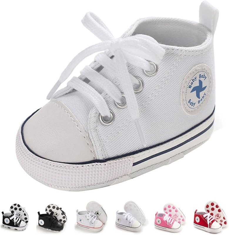Newborn Baby Girls Boys Canvas Shoes Infant Soft Sole Slip On First Walkers Sneaker Toddler Flat ... | Amazon (US)